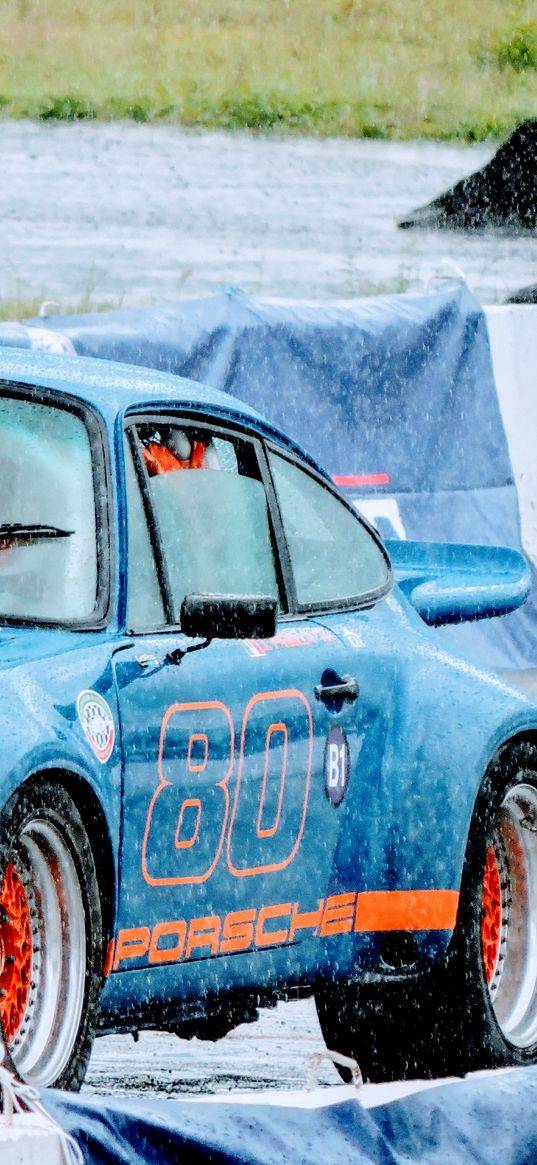 porsche 911, rain, old, car, retro