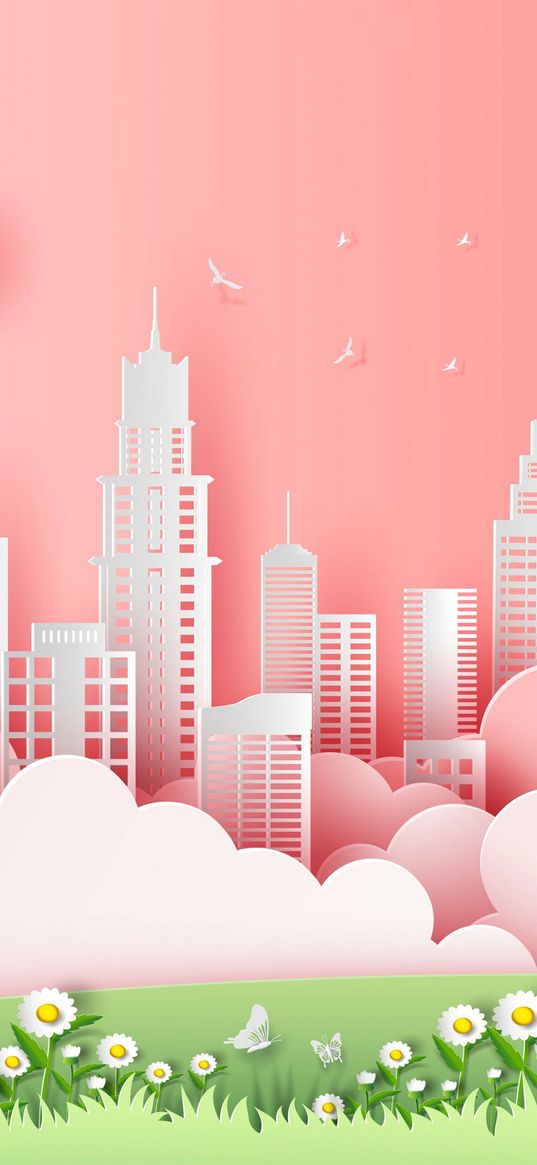 illustration, city, houses, cloud, application