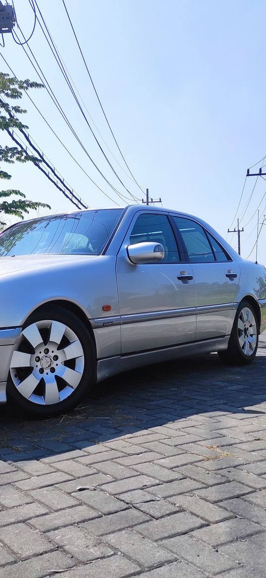 mercedes-benz, car, sky, headlights, wheels, side view