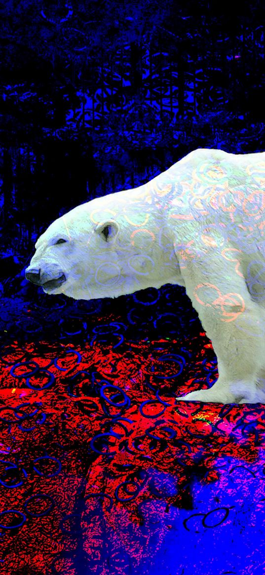 polar bear, art, neon