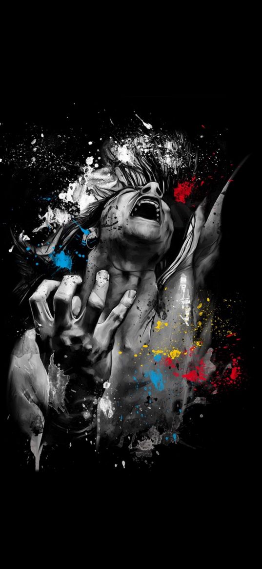 poster, man, scream, heartache