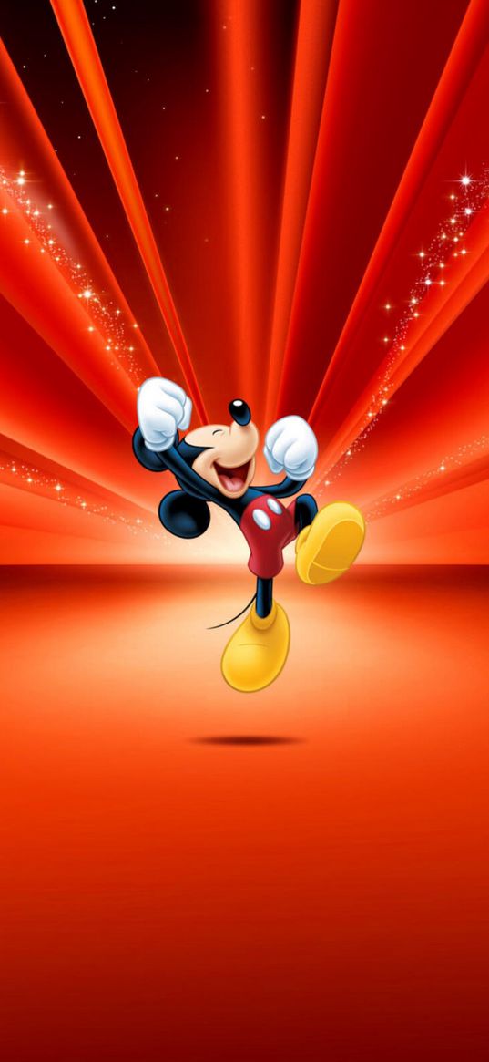 mickey mouse, cartoon, character, mouse, red background