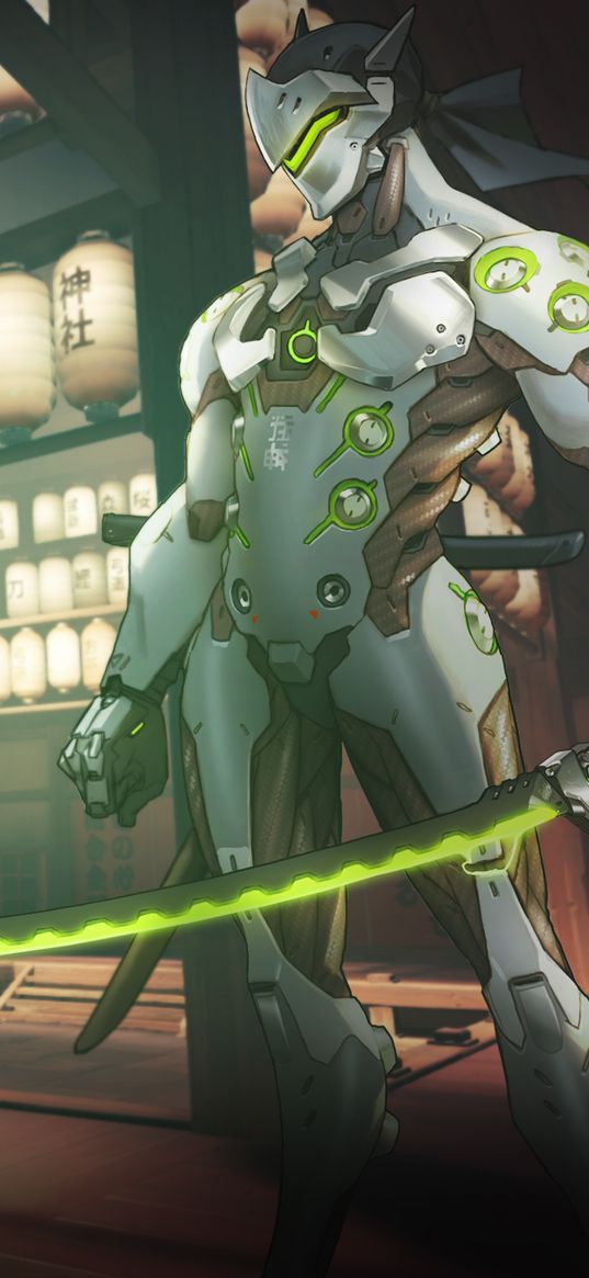 genji, overwatch, game, ninja, character