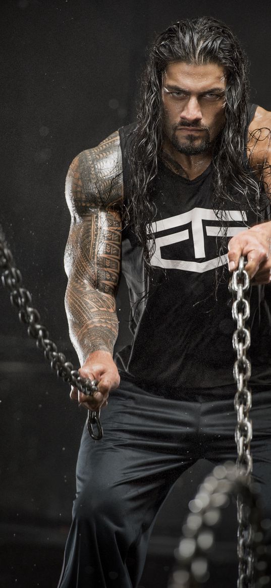 roman reigns, wwe, wrestler, fighter, chains