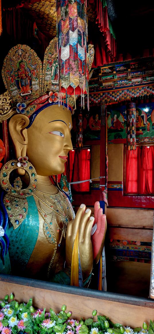 buddha, statue, ladakh, maitreya, buddhism