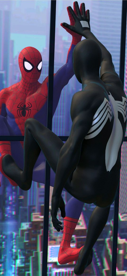 spider-man, across spider-verse, cartoon, superhero, black, mirror