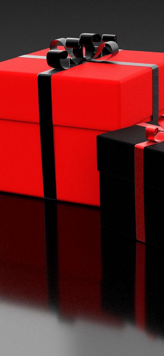 gifts, packaging, red, black