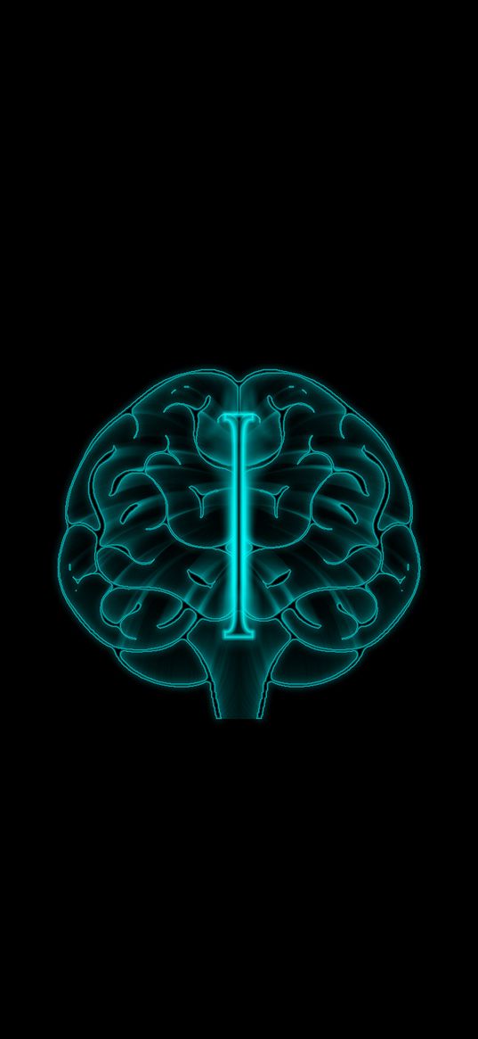 brain, art, neon, black background