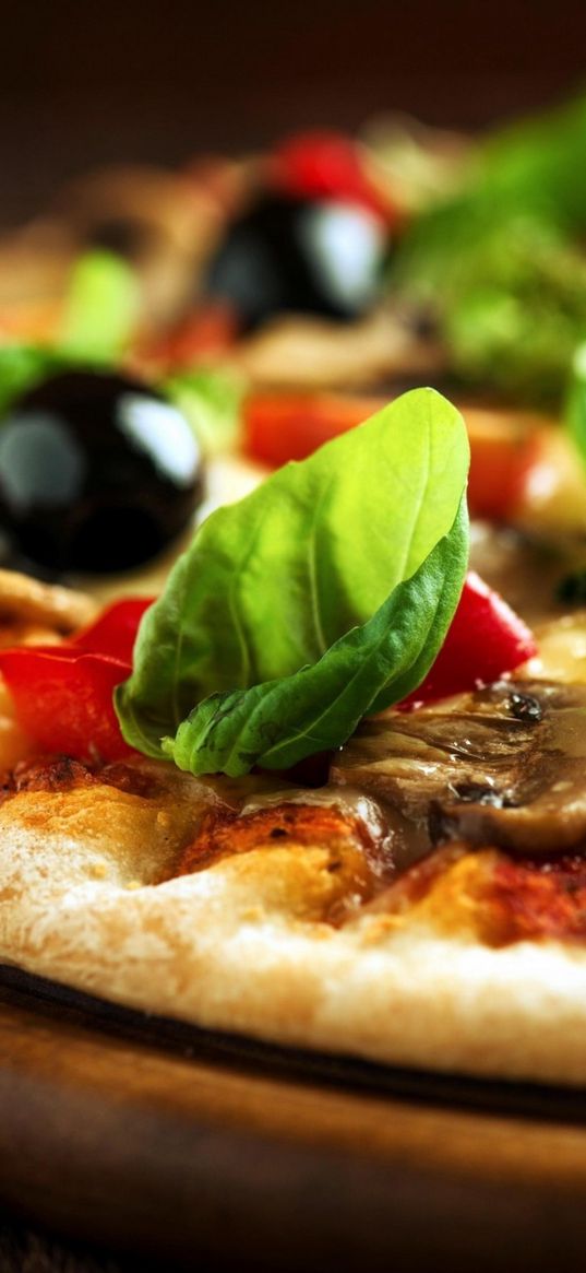 pizza, basil, food