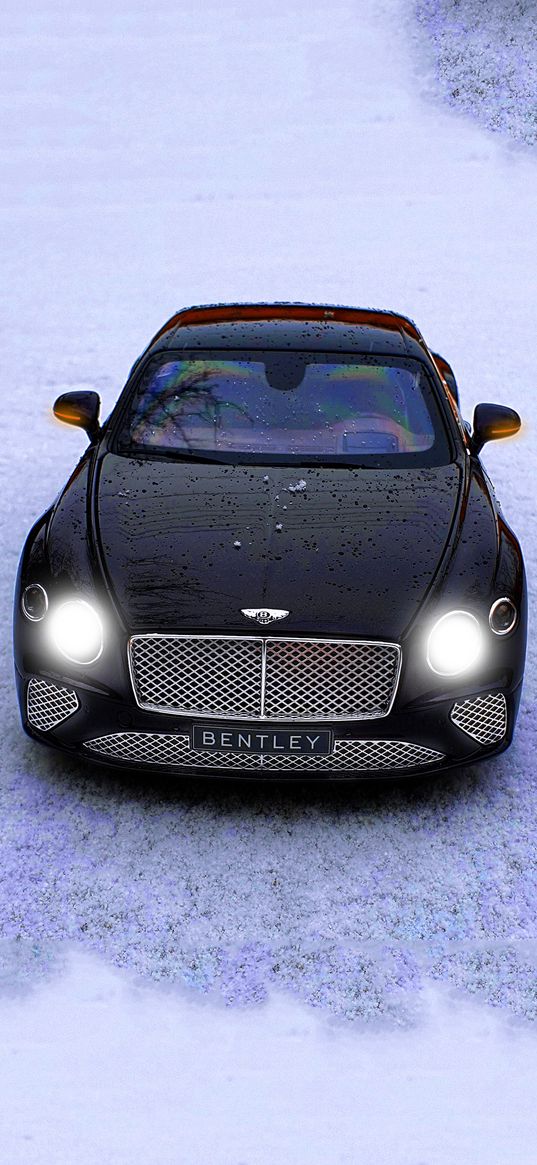 bentley, snow, white, car