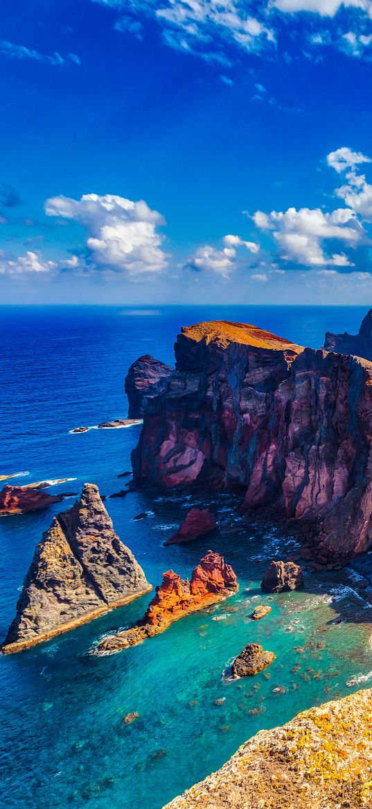 mountains, rock, water, sea