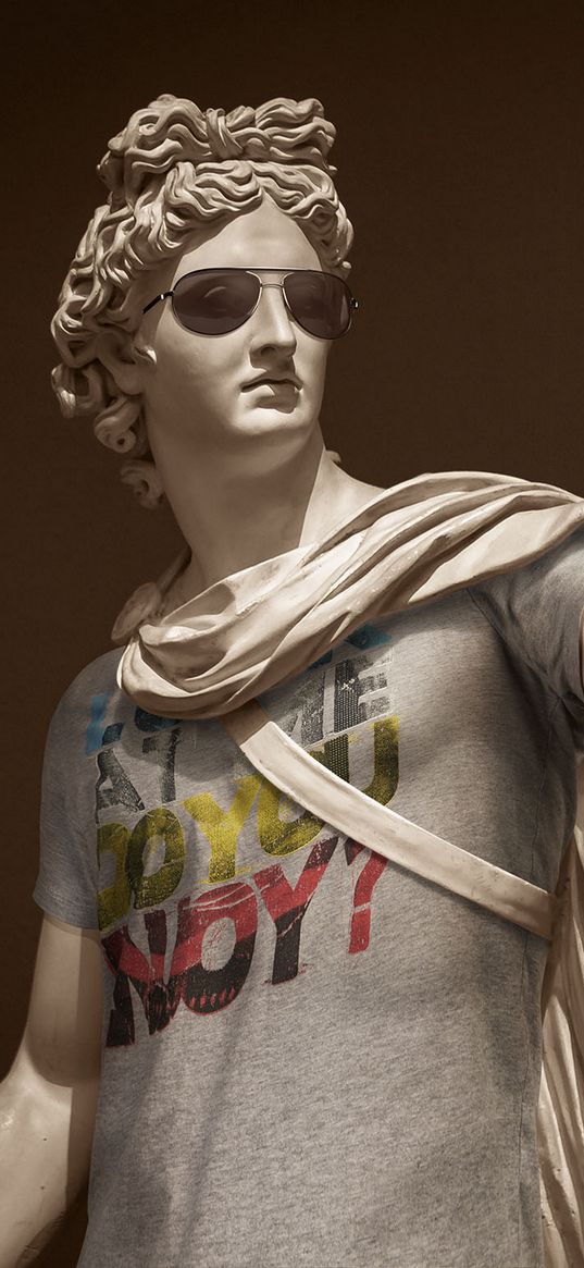 apollo belvedere, statue, clothing, glasses