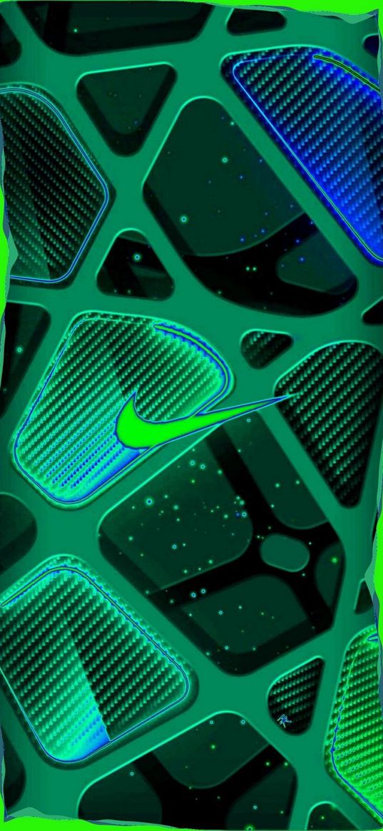 nike, logo, brand, pattern, green