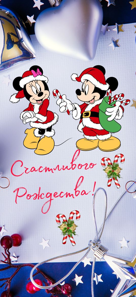 christmas, postcard, mickey mouse, minnie mouse