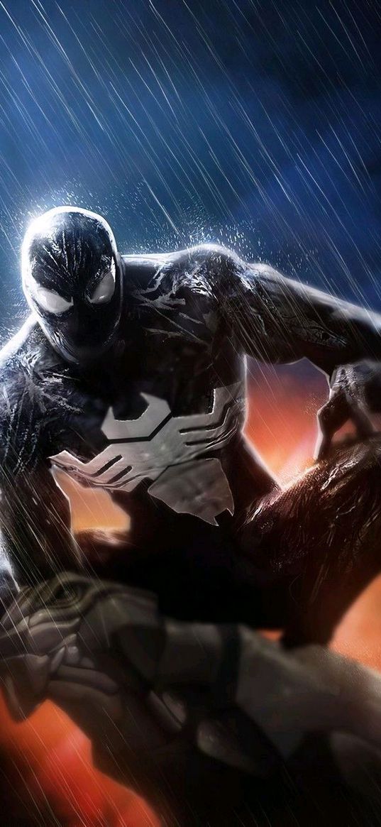 venom, spider-man, black, marvel, comics, art