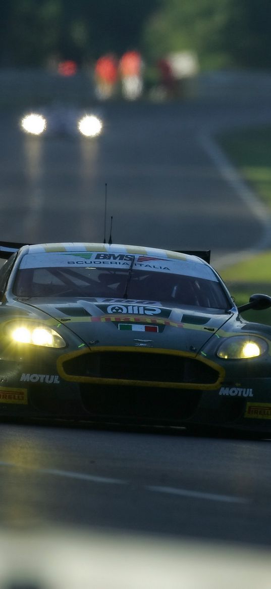 aston martin, dbr9, 2005, green, front view, style, sports, cars, track, racing