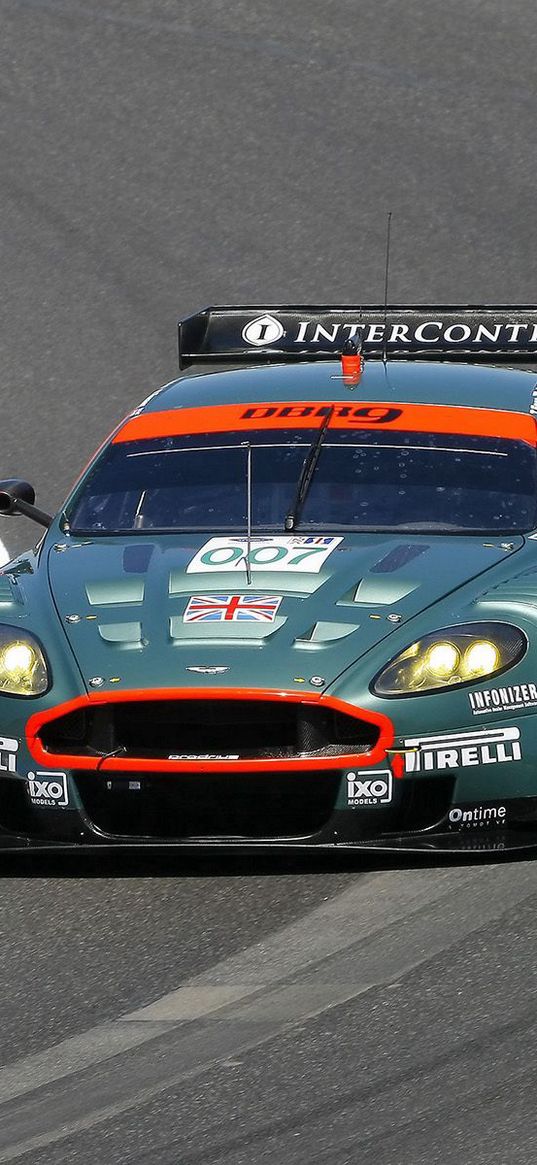 aston martin, dbr9, 2005, green, front view, style, sports, car, racing car, asphalt