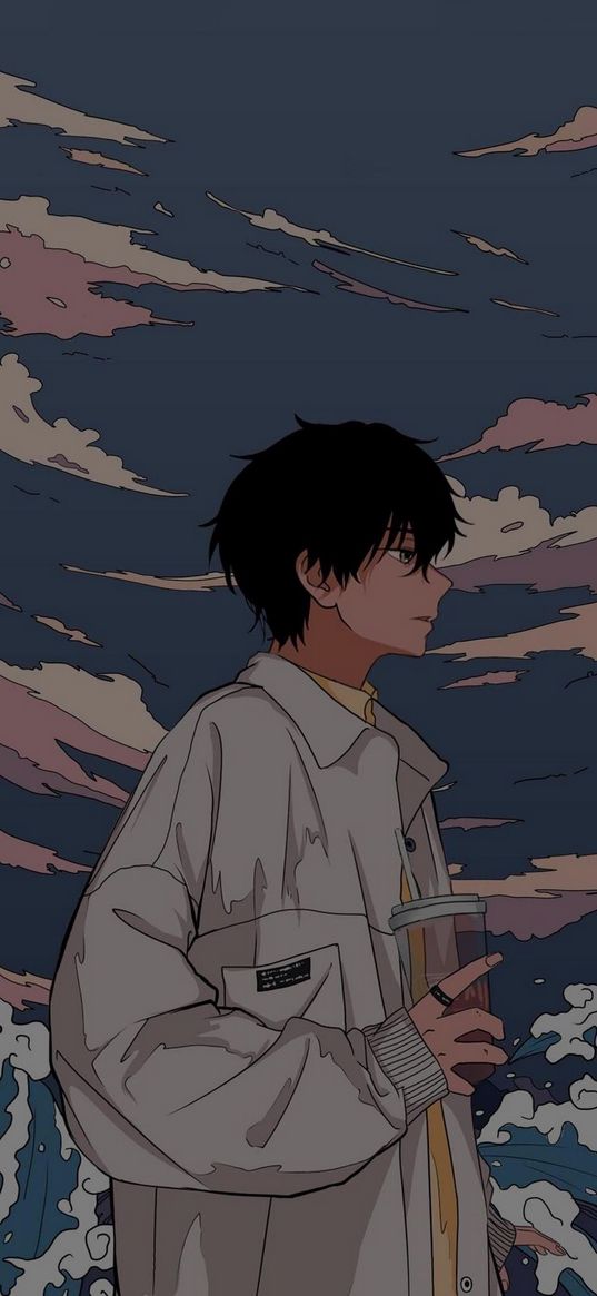 hyouka, houtarou oreki, guy, anime, sky, character, drawing, art, japan, clouds