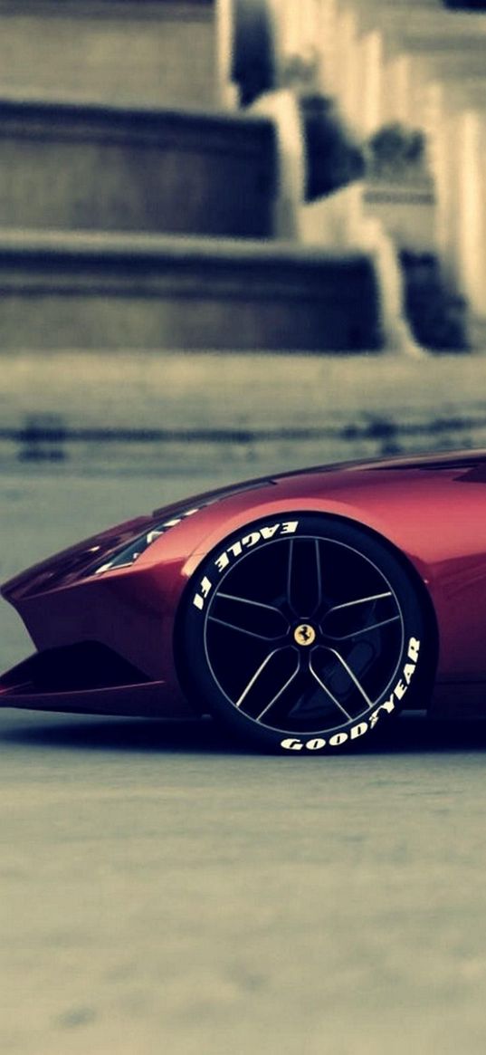 ferrari 612 gto, car, wheels, red