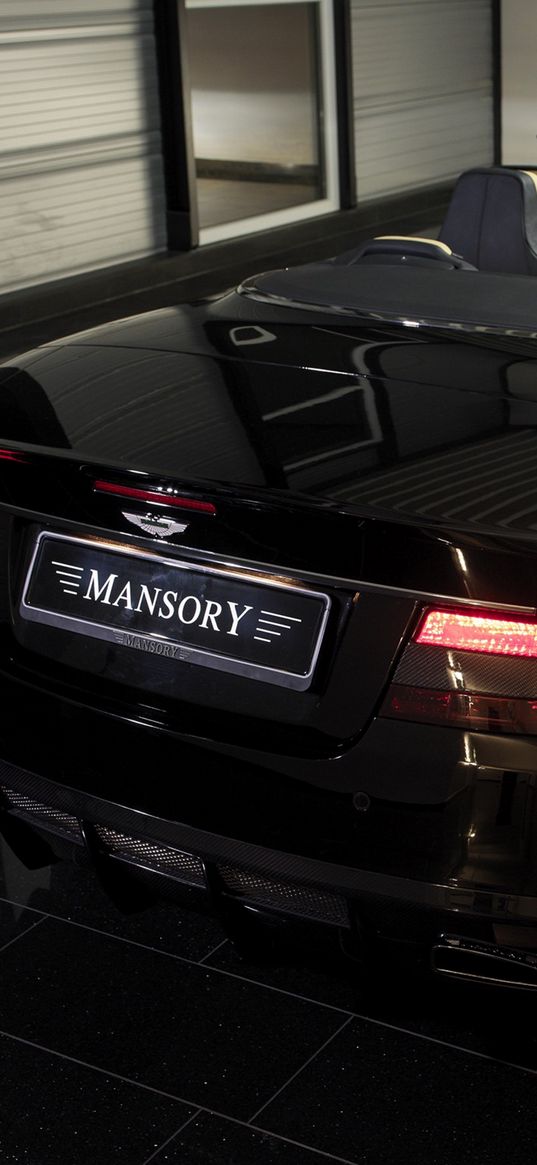 mansory, aston martin, db9, black, rear view, style, cars, salon, interior, steering wheel