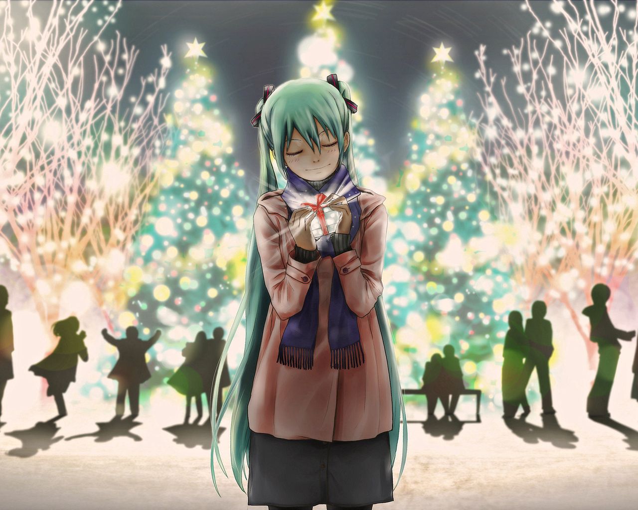 anime, vocaloid, miku, new year, holiday, gift