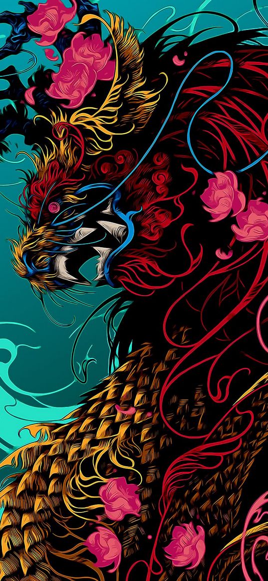 dragon, japanese, chinese, asian, style, art