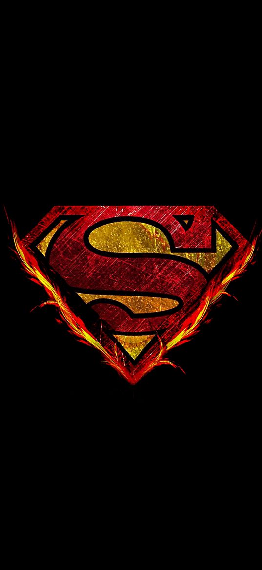 superman, symbol, logo, hero, black, fire