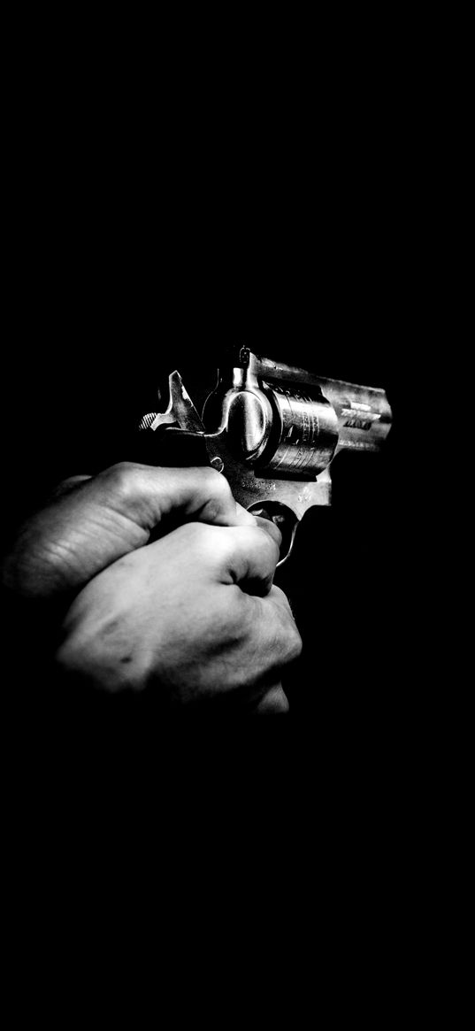 hands, pistol, sight, black background