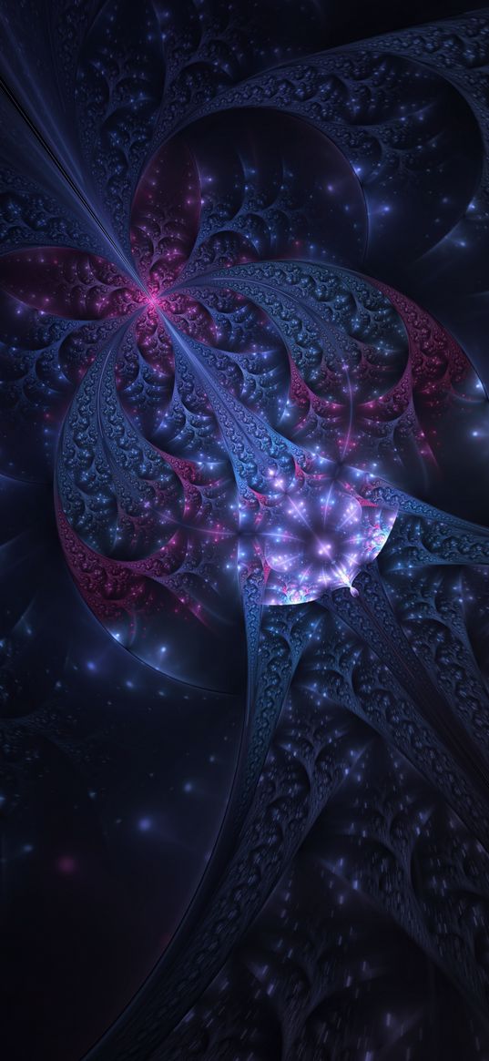 abstraction, fractal, dark background, purple color