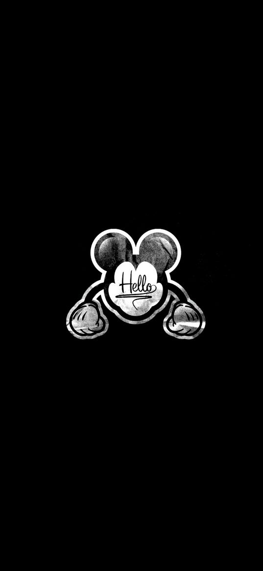 mickey mouse, mouse, black, hello, text