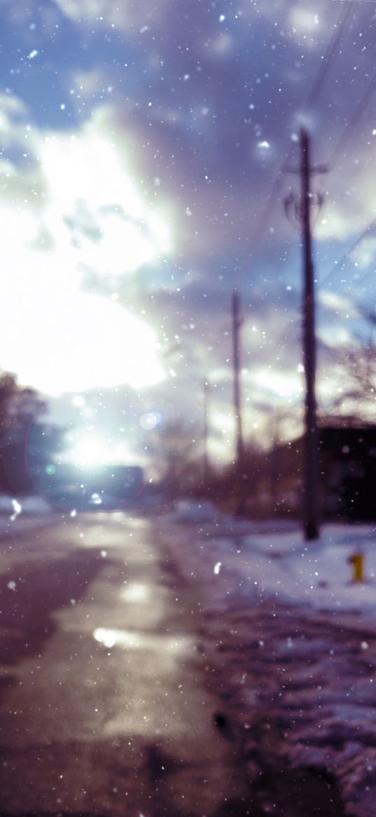 focus, snow, sky, street