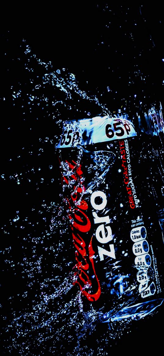 coca-cola, zero, drink, can, splash