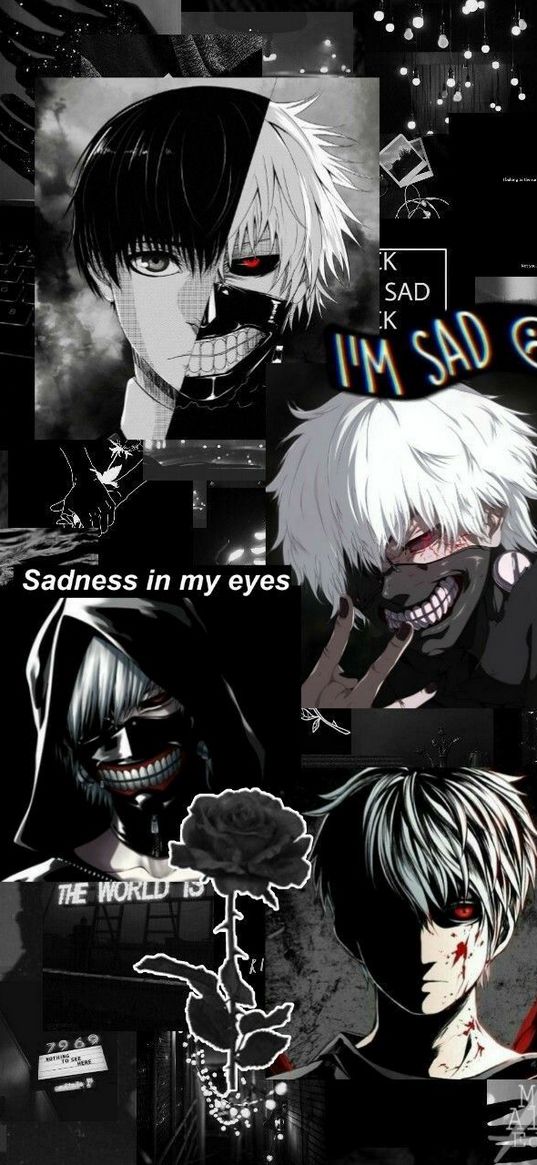 ken kaneki, tokyo ghoul, anime, boy, mask, collage