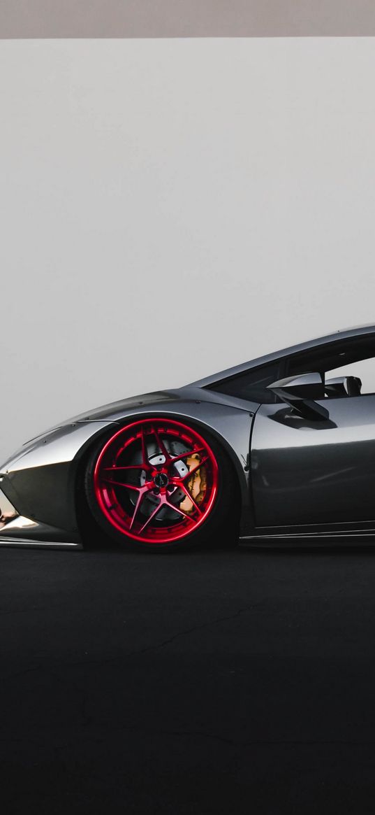 lamborghini huracan, lamborghini, auto, grey auto, red disks