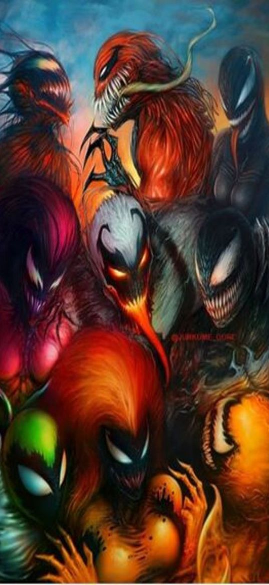 venom, symbiote, group, art