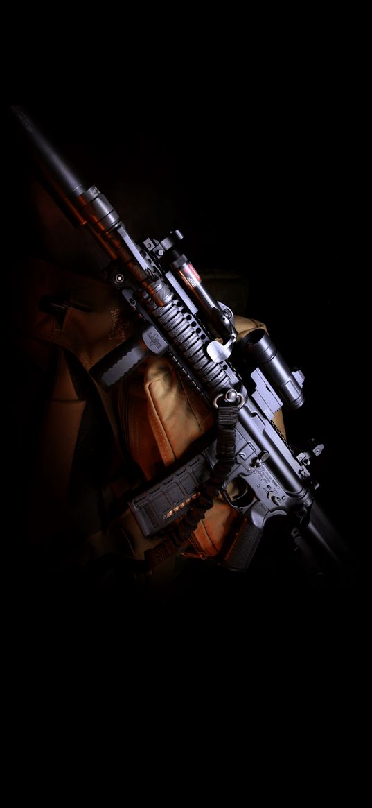 weapon, rifle, dark background