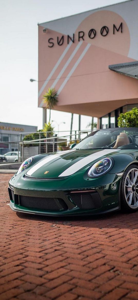 porsche 911, green, sport car