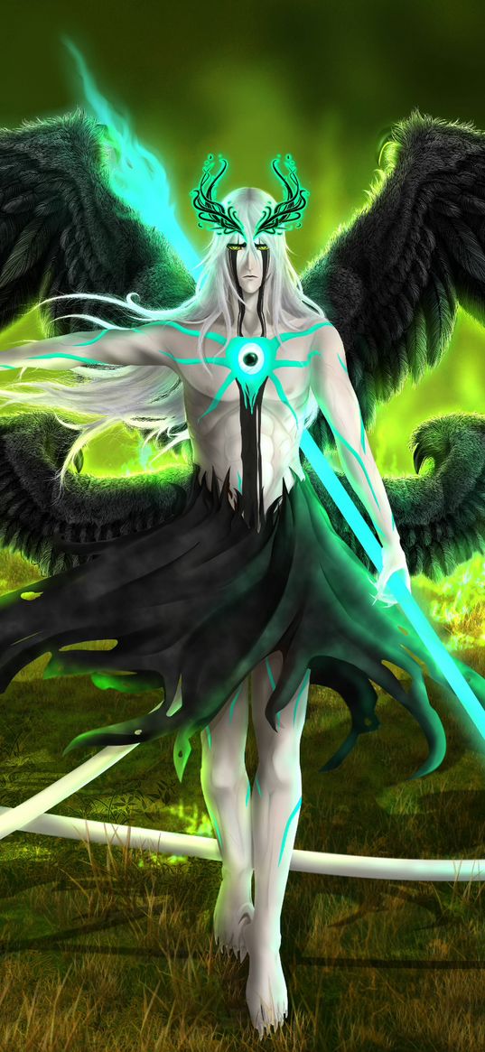 ulquiorra cifer, bleach, anime, demon, angel