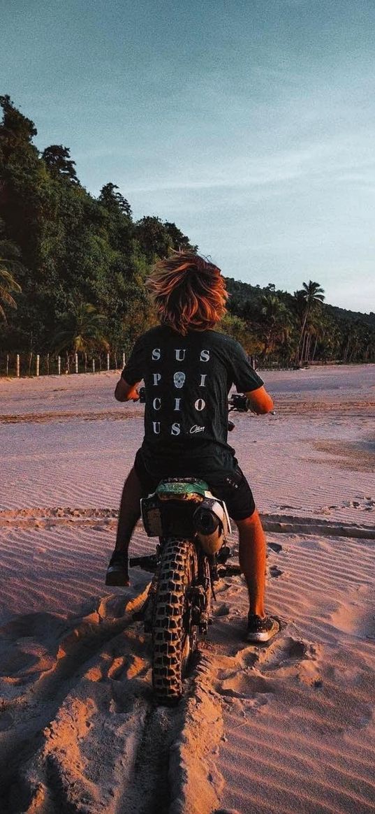 motorbike, beach, summer, boy