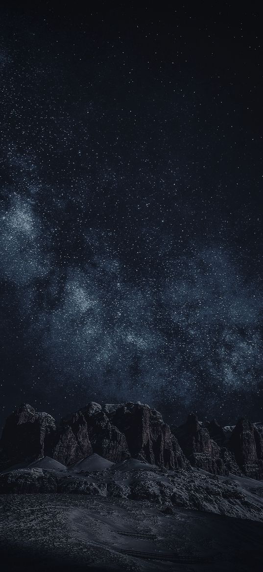 night sky, mountain, stars