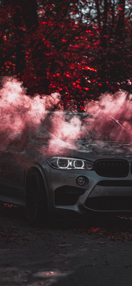 bmw x5m, bmw, car, smoke