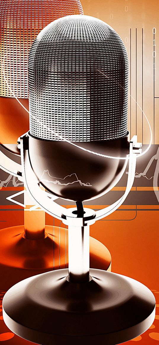 microphone, 3d, orange