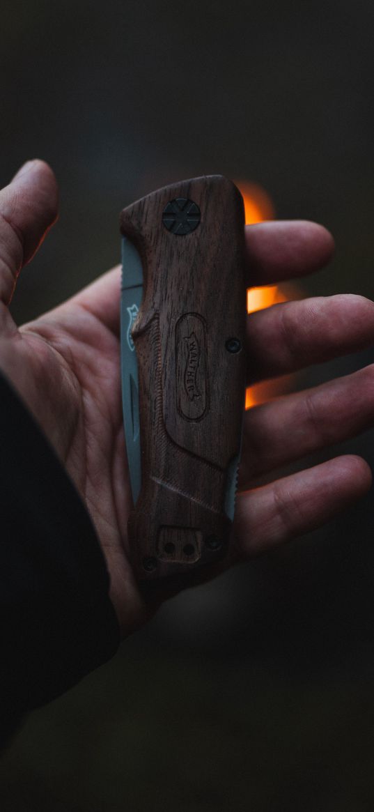 knife, camping, hand