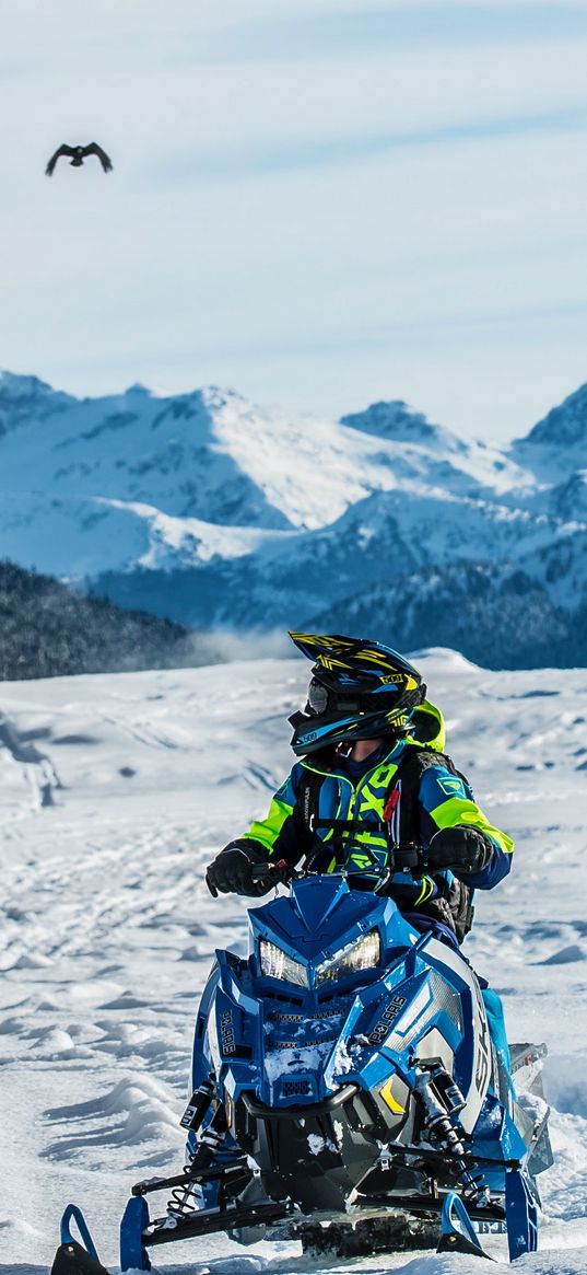 snowmobile, winter, mountain