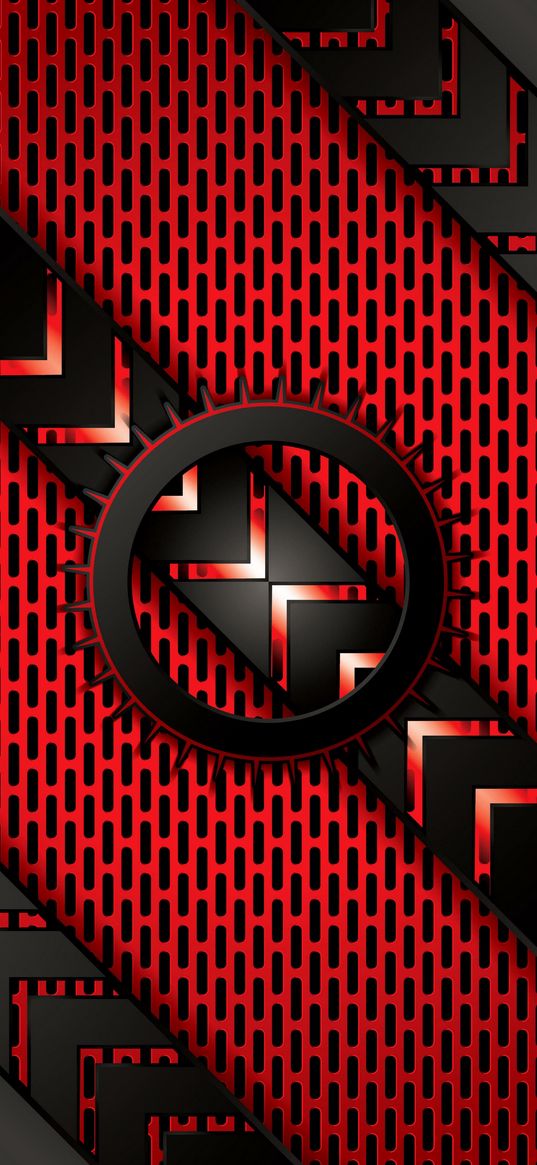 abstraction, circle, lines, red background