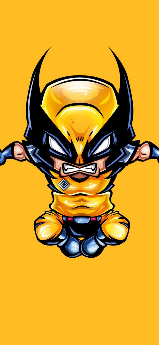 wolverine, marvel, comics, superhero, art, yellow background