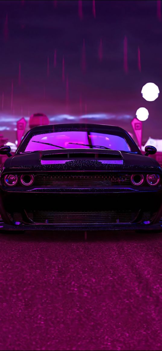 dodge, dodge challenger, auto, black auto, neon, light