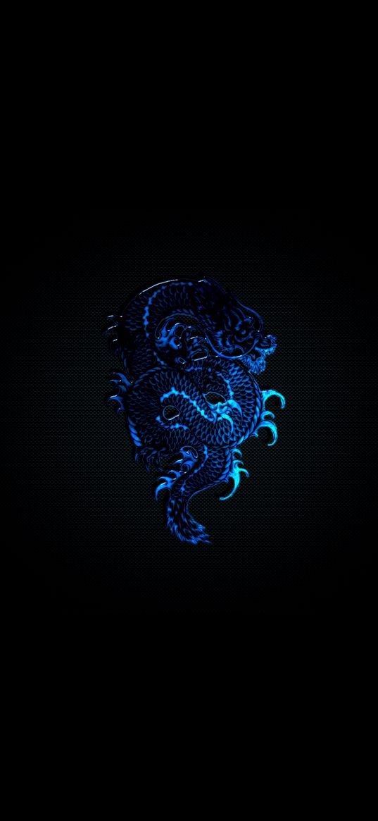 dragon, neon color, black background