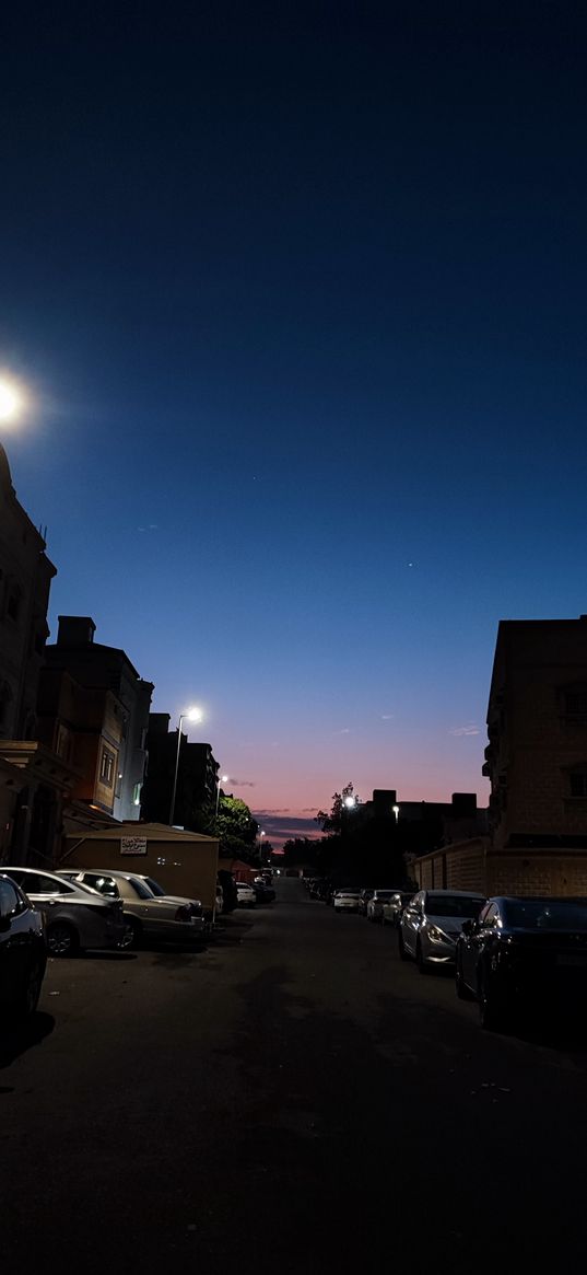 street, city, night, street lamps