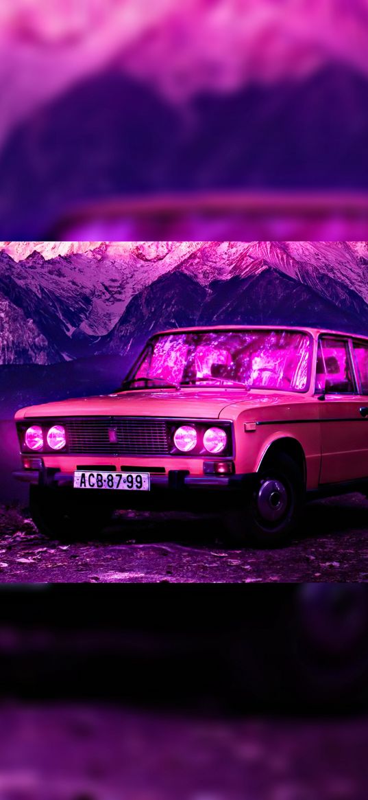 vaz-2106 zhiguli, zhiguli, car, pink